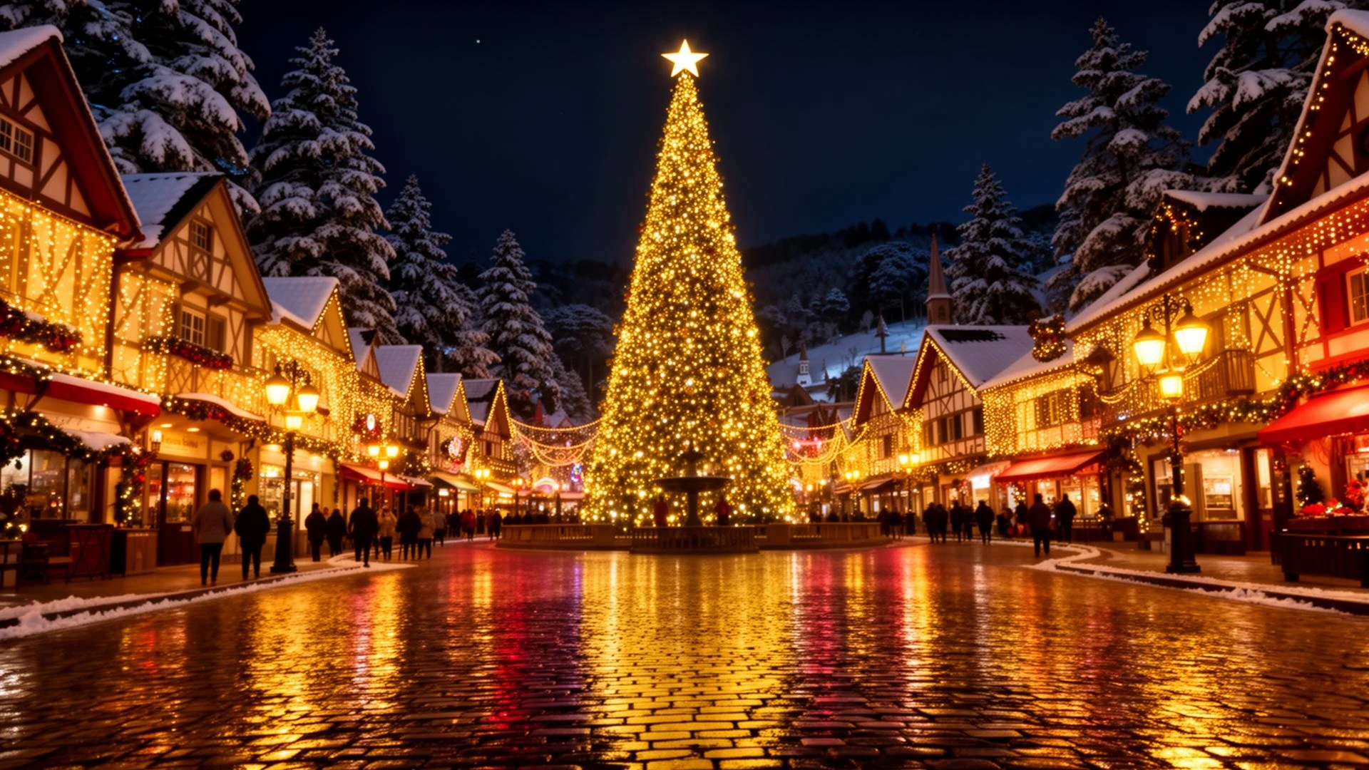 Cidade de Gramado iluminada para o Natal Luz